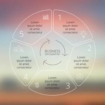 Circle line infographic on vector blur background. Stock Illustration