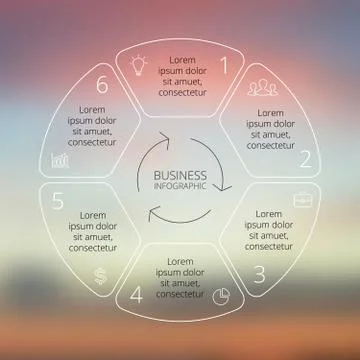 Circle line infographic on vector blur background. Illustrazione stock