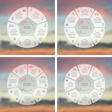 Circle line infographics set. Template for cycle diagram, graph, presentation Stock Illustration