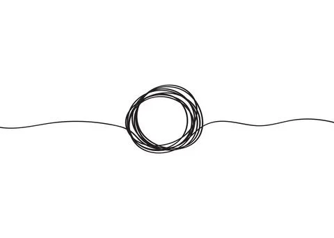 Circle line one frame art hand single shape vector zen drawn abstract round. Illustrazione stock