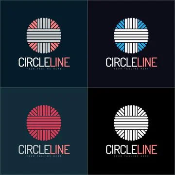 Circle line ornament pattern logo set template design Stock Illustration