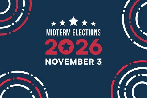 Circle Line Pattern Corner Navy Background 2026 Elections Stock Illustration
