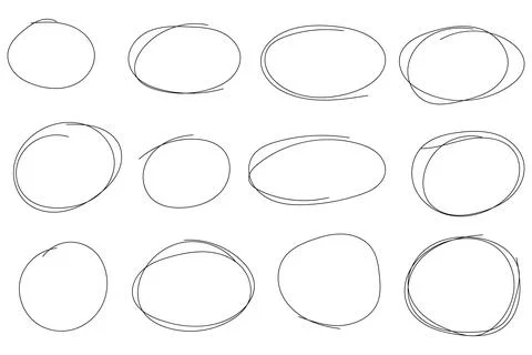 Circle Line Pencil Element Set Illustrazione stock