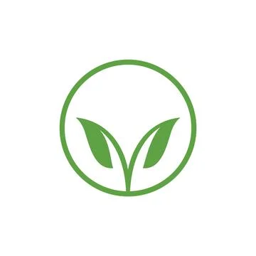 Circle line with plant leaf growth logo design, vector graphic symbol icon .. Stock Illustration