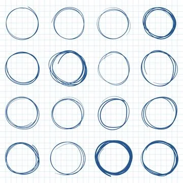 Circle line sketch icon in hand drawn style. Circular scribble doodle vecto.. Illustrazione stock