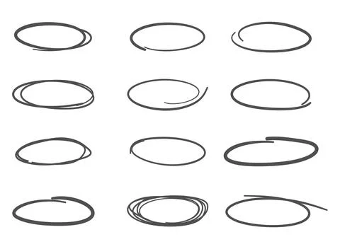Circle line sketch icon in hand drawn style. Circular scribble doodle vecto.. Stock Illustration