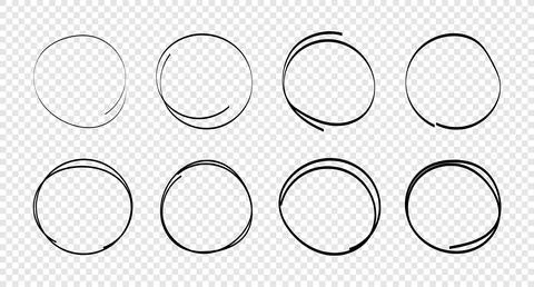 Circle line sketches set. Vector isolated design elements Stock Illustration