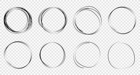 Circle line sketches set. Vector isolated design elements Stock Illustration
