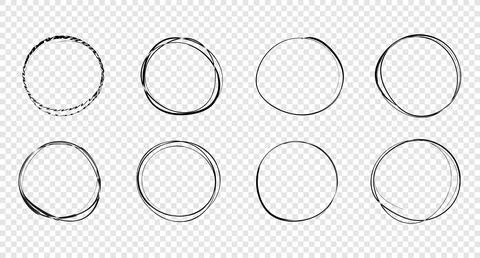 Circle line sketches set. Vector isolated design elements Stock Illustration