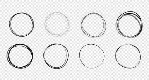 Circle line sketches set. Vector isolated design elements Stock Illustration