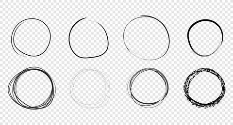 Circle line sketches set. Vector isolated design elements イラスト素材