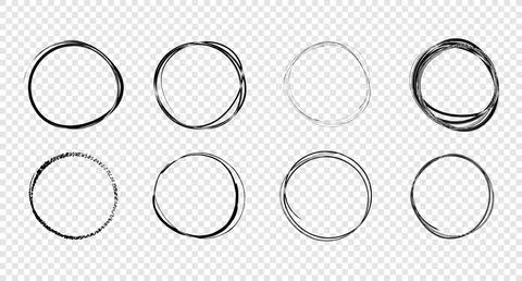 Circle line sketches set. Vector isolated design elements イラスト素材
