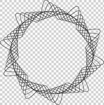Circle line warped in round frame. Technology element Illustrazione stock