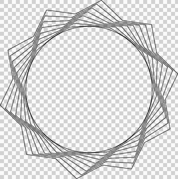 Circle line warped in round frame. Technology element Stock Illustration