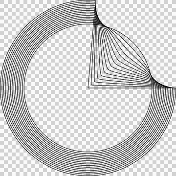 Circle line warped in round frame. Technology element Illustrazione stock