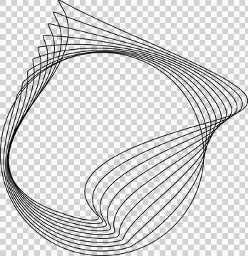 Circle line warped in round frame. Technology element Stock Illustration