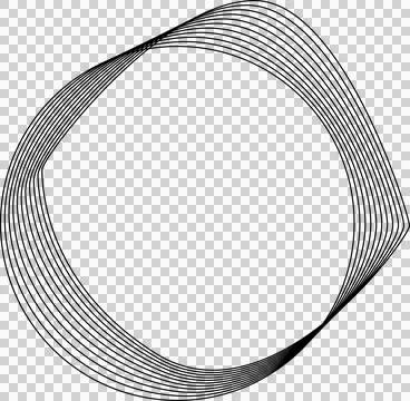 Circle line warped in round frame. Technology element Illustrazione stock