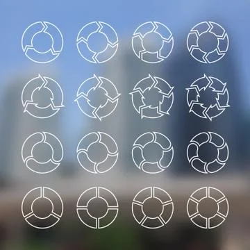 Circle linear arrows for infographic. Blur vector background. Stock Illustration