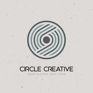 Circle lines creative unique logo concept with dot in the middle. Stock vector Illustrazione stock