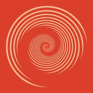 Circle lines isolated on the red background. Optical art logotype. Illustrazione stock