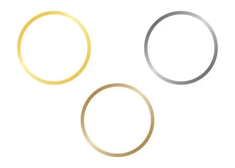Circle lines of shiny frames with glowing gradient effects. Set gold, silver  Illustrazione stock