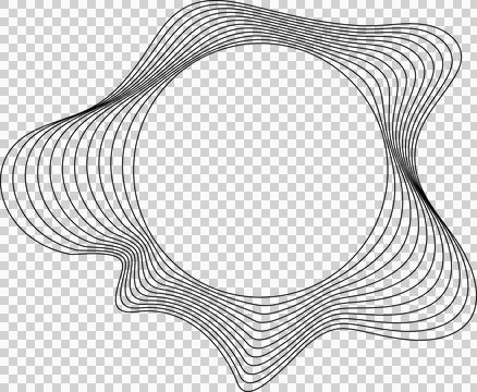 Circle liquid shapes made of lines with empty space for text Ilustração Stock