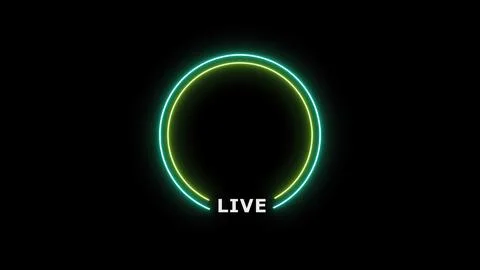 Circle live streaming neon text frame illustration box frame neon frame live str Stock Photos