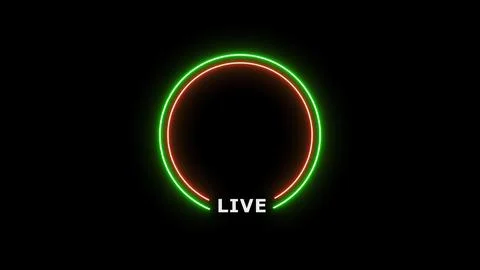 Circle live streaming neon text frame illustration box frame neon frame live str Stock Photos