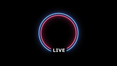 Circle live streaming neon text frame illustration box frame neon frame live str Stock Photos