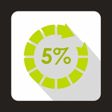 Circle loading, 5 percent icon, flat style Illustrazione stock
