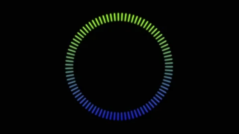 Circle loading, diagram, blue and green, fast with stop, on a black background Stock Footage 169655506