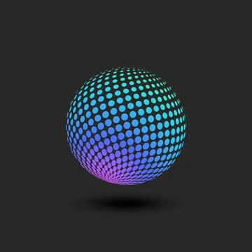 Circle logo from a dotted pattern in perspective multicolored bright gradient 스톡 일러스트