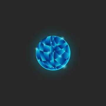 A circle of logo flakes structure a shiny blue gradient, a glows power round  Stockillustratie