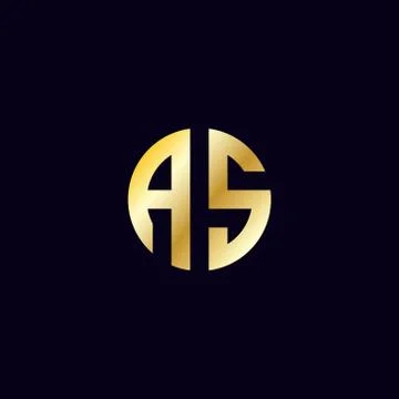 Circle AS logo, gold AS logo initials Stock Illustration
