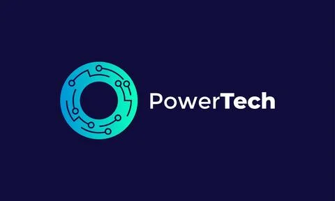 Circle logo vector blue color power technology concept minimalist around sy.. Stock Illustration