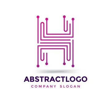 Circle logotype H Letter Technology logo design, abstract H dot icon Stock Illustration