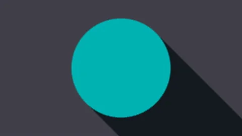 Circle with long shadow, bright abstract computer generated backdrop, 3D render Stock Footage 87546722