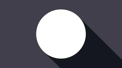 Circle with long shadow, bright abstract computer generated backdrop, 3D render Stock Illustration