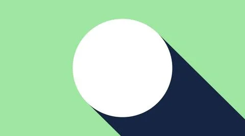 Circle with long shadow, bright abstract computer generated backdrop, 3D r... Stock Photos