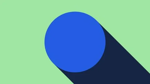 Circle with long shadow, bright abstract computer generated backdrop, 3D r... Stock Photos