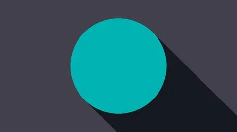 Circle with long shadow, bright abstract computer generated backdrop, 3D r... Stock Photos