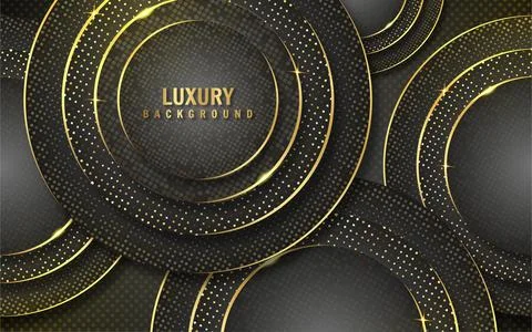 Circle luxury black background with shining gold combination Stock Illustration