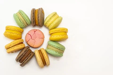 In the circle of the macaroon is broken. Stranger, enemy. Not like everyone e Stock Photos