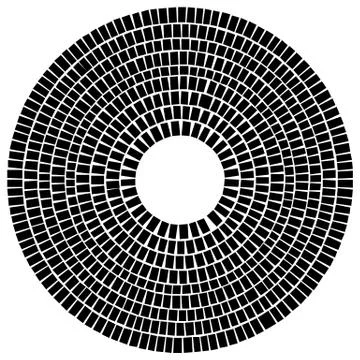 Circle made of rectangles. Irregular circular element. Abstract pavement, mos Illustrazione stock