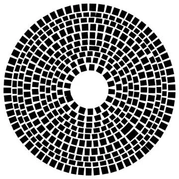 Circle made of rectangles. Irregular circular element. Abstract pavement, mos Stock-Illustration