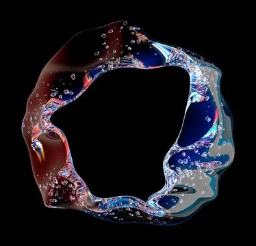 Circle made with water on a black background Stock Illustration