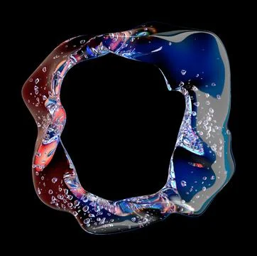 Circle made with water on a black background Stock Illustration