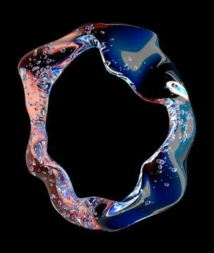 Circle made with water on a black background イラスト素材