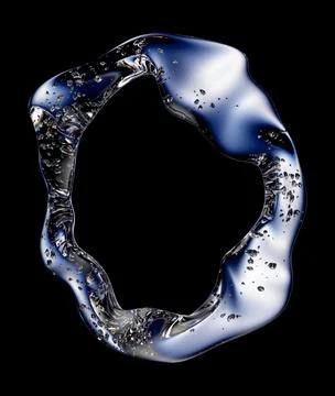 Circle made with water on a black background Illustrazione stock