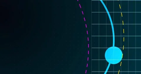 Circle main wireframe with solid cirlces moving and a dotted grid in backgr.. 库存插图
